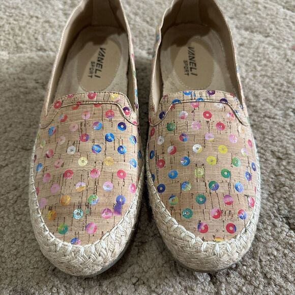 Vaneli Cork Slip On Sz 7.5 Espadrille Flat Loafer Niobe Cork Multi Color Comfort - Picture 6 of 8
